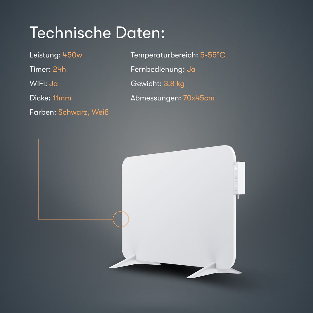 Heidenfeld 450W Smart-Elektroheizung mit App & WLAN (bis 10 m²)