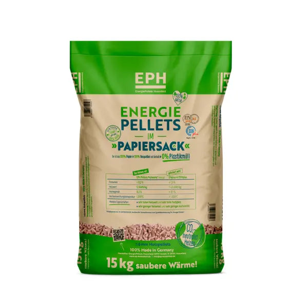 EPH Premium Holzpellets ENplus A1 – 975 kg Palette (65 x 15 kg Papiersäcke)