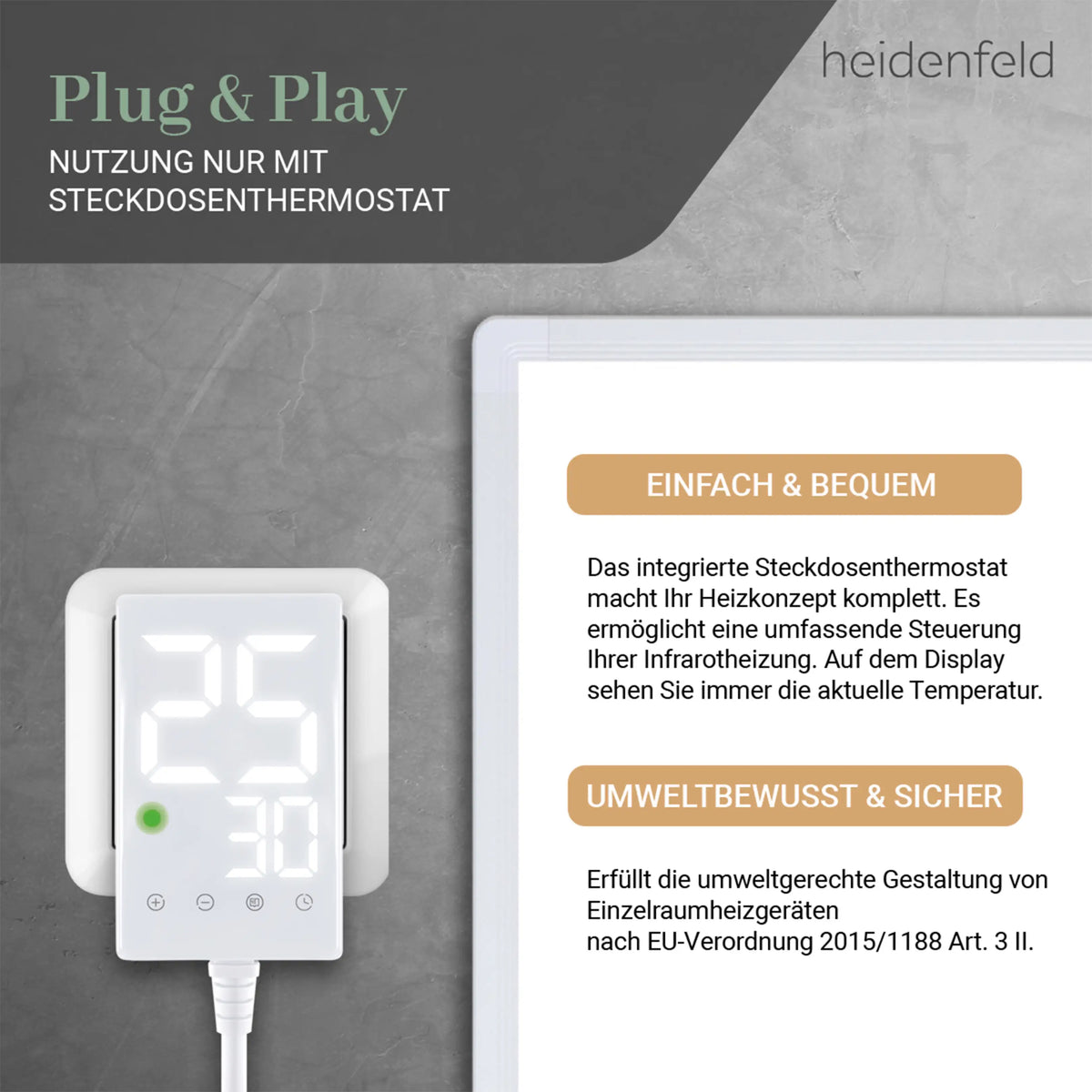 Heidenfeld HF-HP100-3 Infrarotheizung 1000W (bis 25 m²)