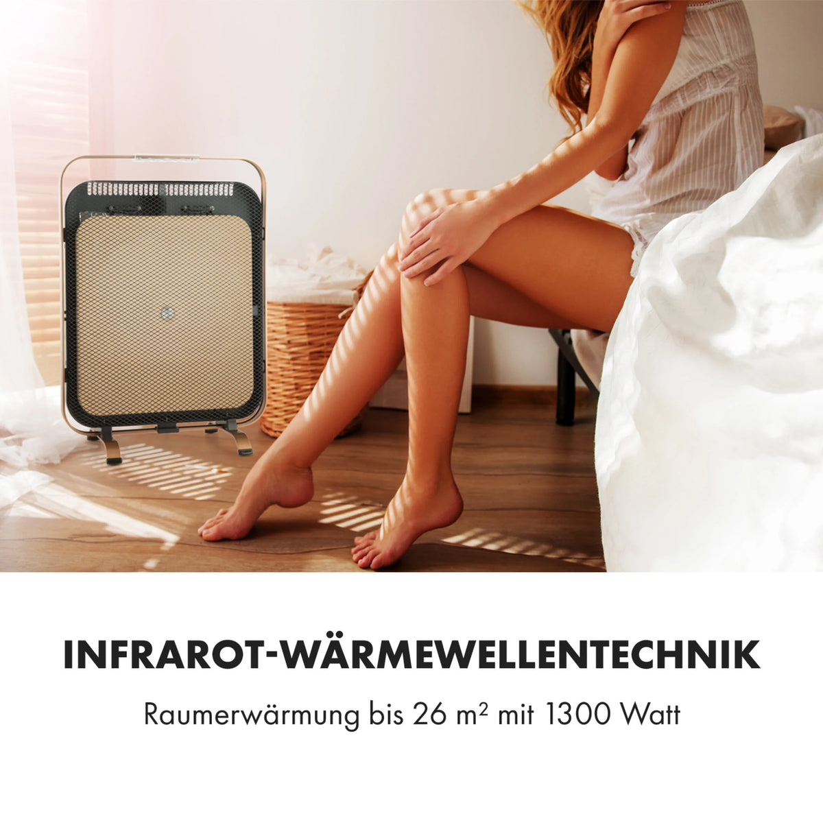 HeatPal 1300W Stand-Infrarotheizung (13–25 m²) – Schwarz