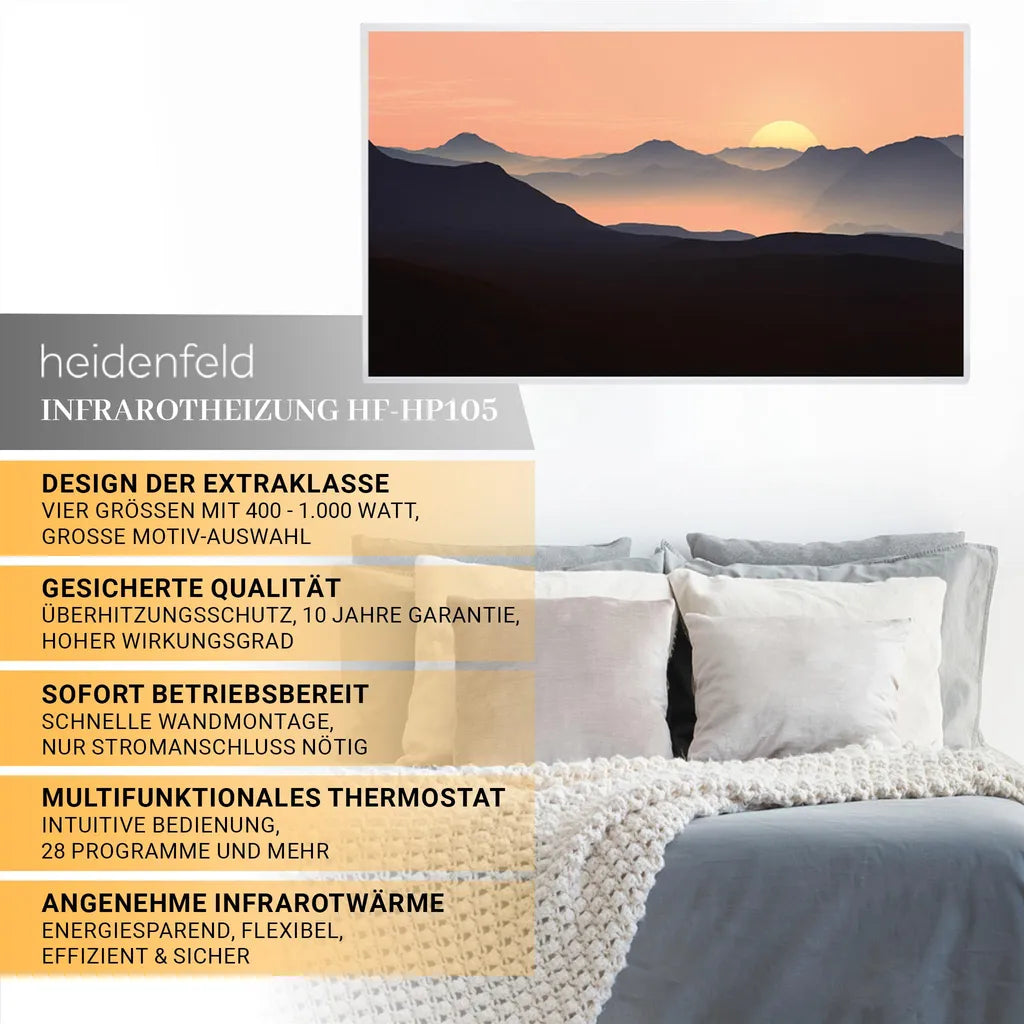 Heidenfeld HF-HP105 Bild-Infrarotheizung mit Thermostat