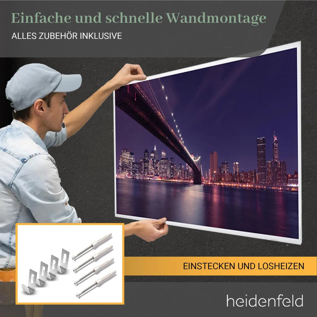 Heidenfeld HF-HP105 Bild-Infrarotheizung mit Thermostat