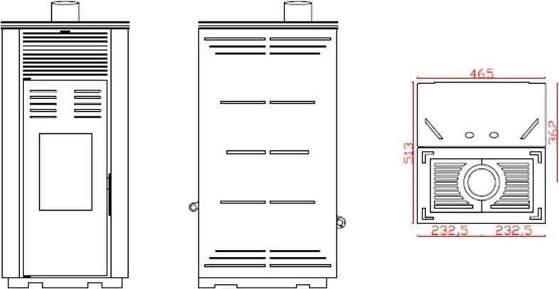 JOIMA Pelletofen stromlos NATUR STYLE 8 kW – Burgunderrot