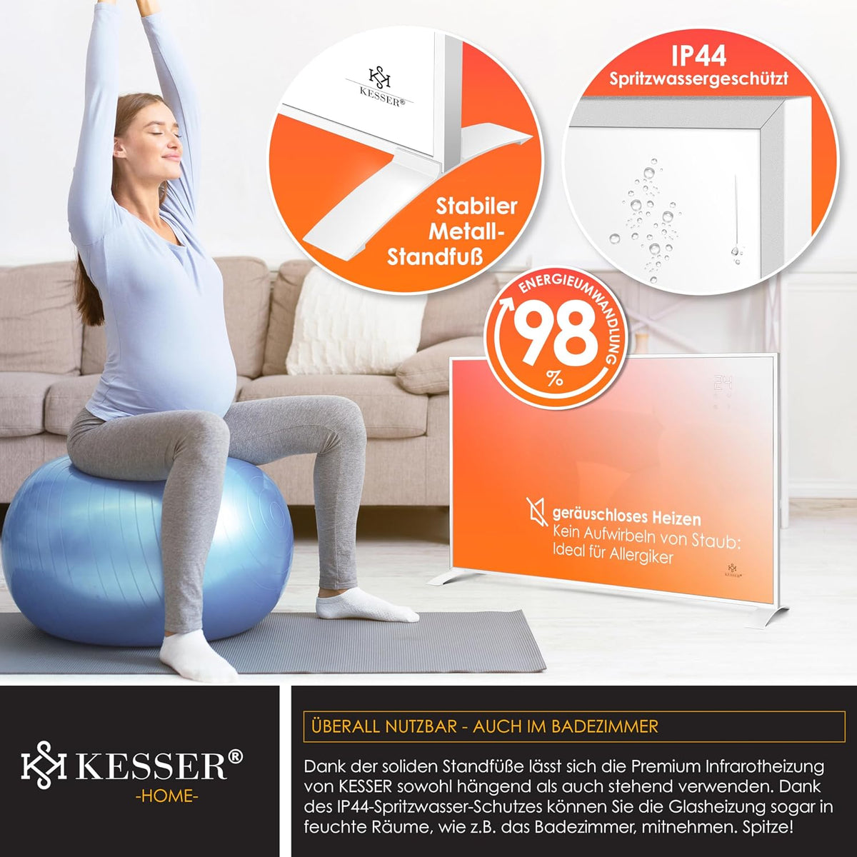 KESSER® Energiespar-Infrarotheizung mit Fernbedienung