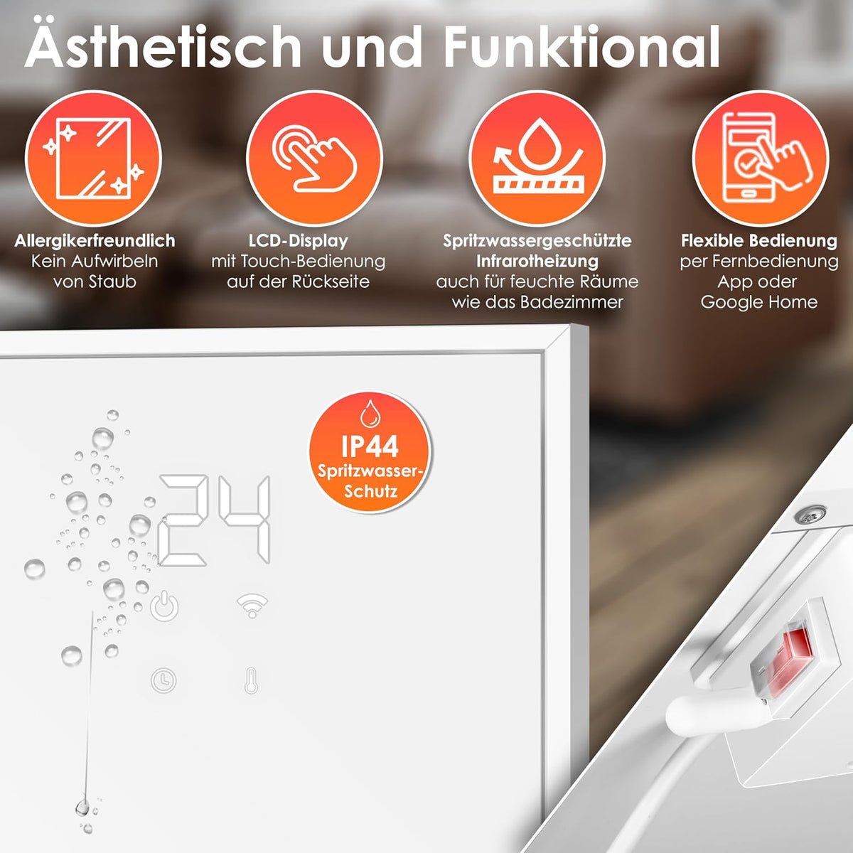 KESSER® Energiespar-Infrarotheizung mit Fernbedienung