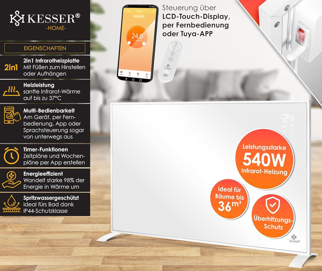 KESSER® Energiespar-Infrarotheizung mit Fernbedienung