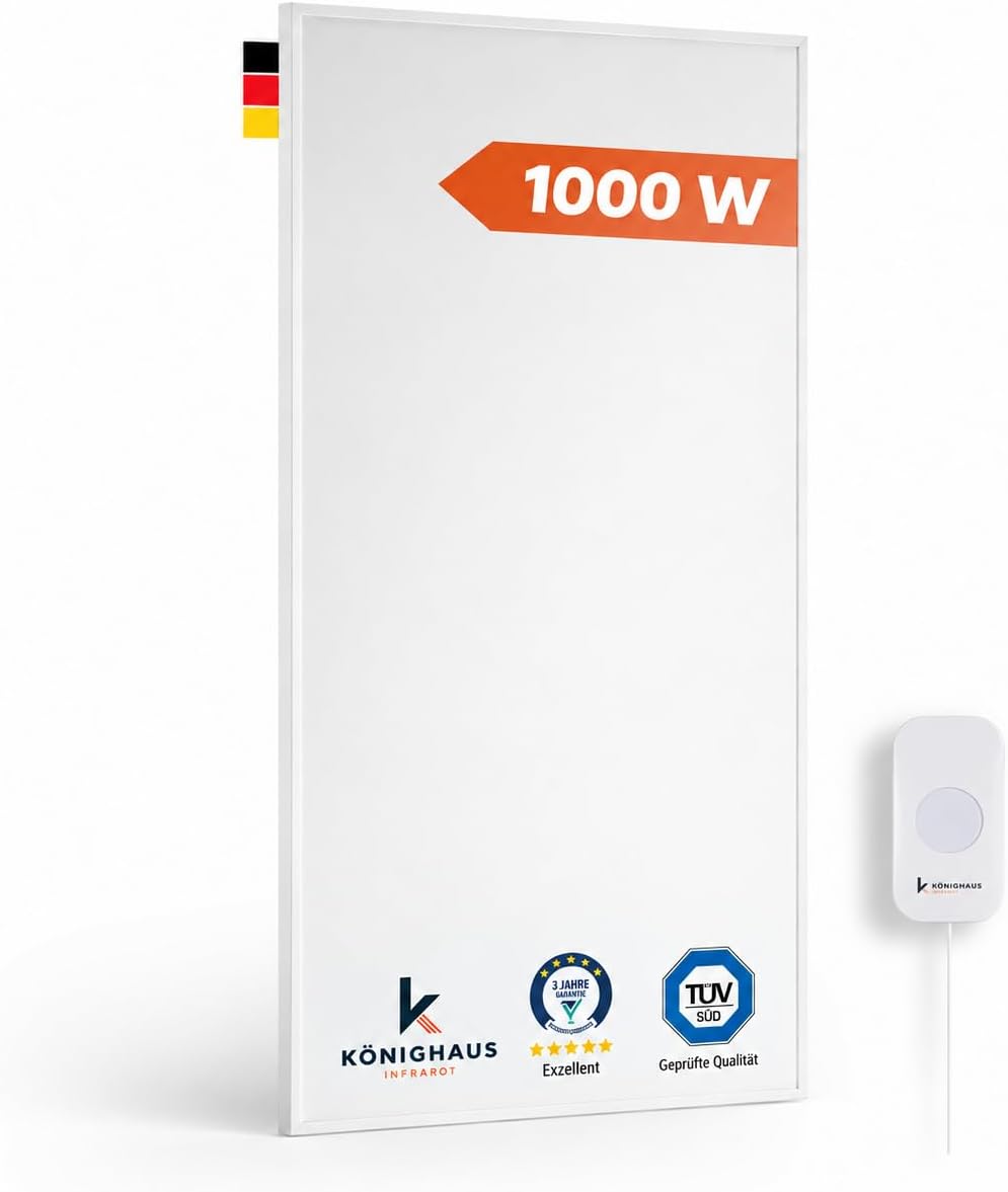 Könighaus Smart-Infrarotheizung 1000W mit App (14–26 m²)