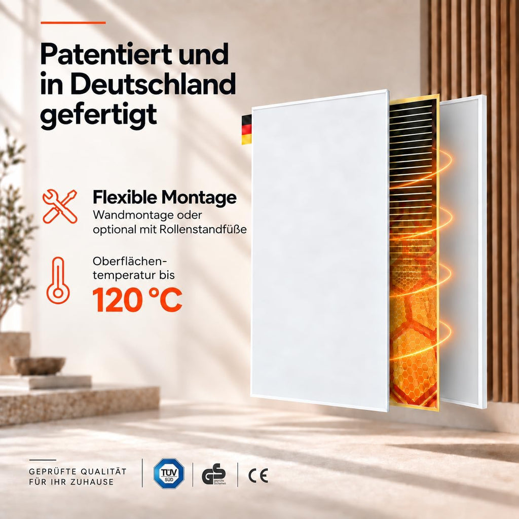 Könighaus Smart-Infrarotheizung 1000W mit App (14–26 m²)