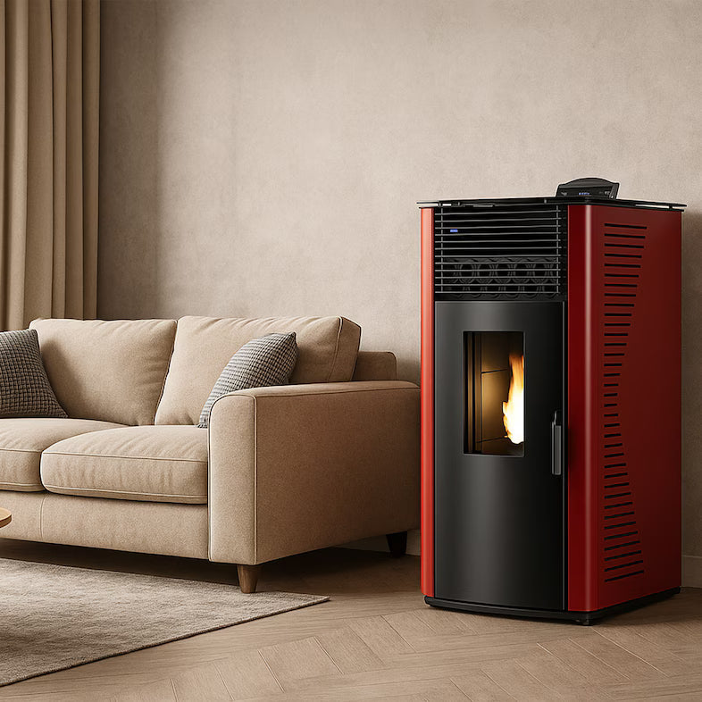 SANNOVER Anita 12 kW Luft-Pelletofen – Bordeaux