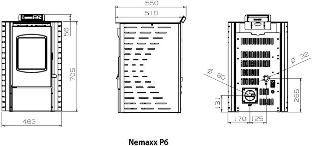 NEMAXX P6 Pelletofen 6 kW (A+) – Auto-Reinigung, ECO-Modus & Wochenprogramm, Schwarz