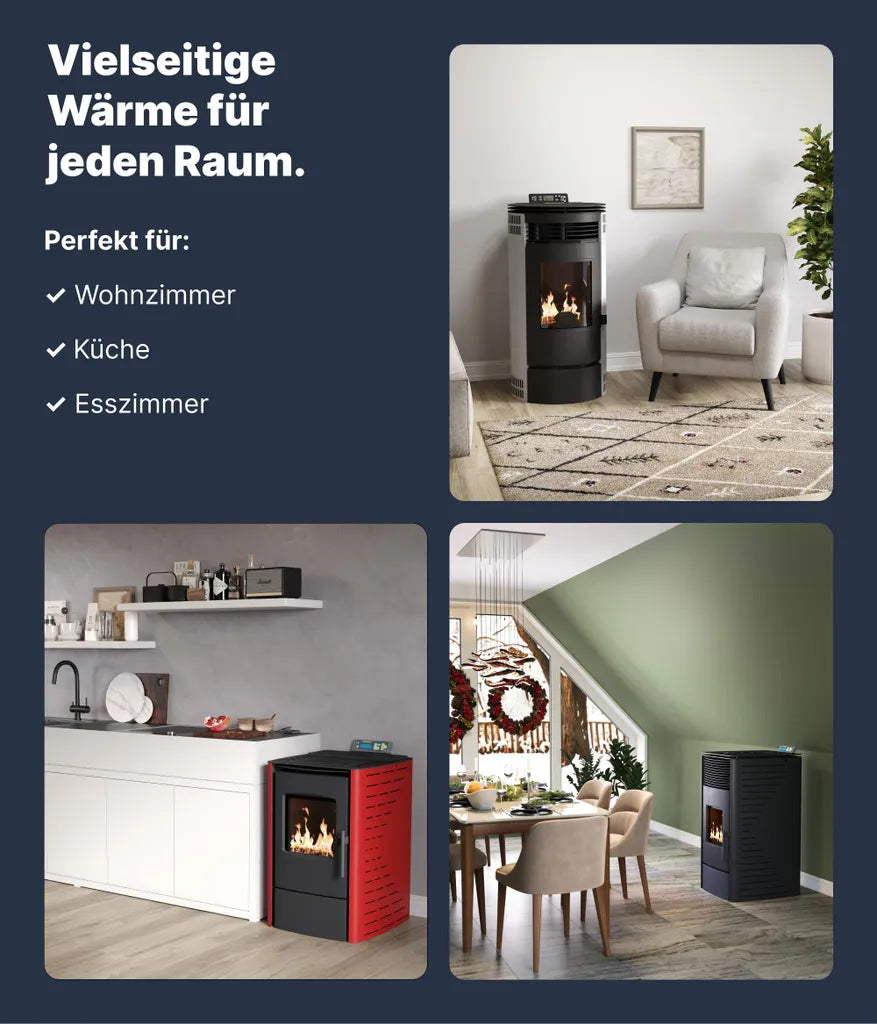 NEMAXX P6 Pelletofen 6 kW (A+) – Auto-Reinigung, ECO-Modus & Wochenprogramm, Schwarz