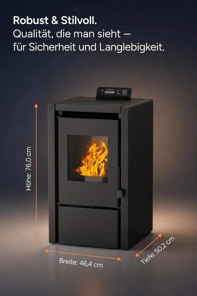 NEMAXX PC5 Pelletofen 5,3 kW (A+) – Wi-Fi-Ready, ECO-Modus, Display & Fernbedienung, Schwarz