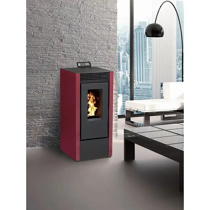 Pelletofen Marina 14 – 12,1 kW, Heizvermögen 340 m³, Verkleidung Bordeaux