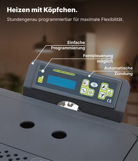 Pelletofen P12 – 13,6 kW (A+), Automatische Reinigung, Rot