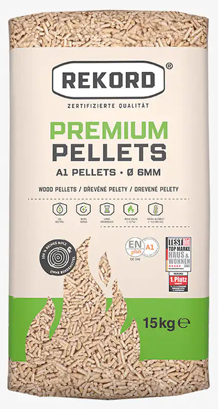 Rekord Holzpellets ENplus A1 – 990 kg Palette (66 x 15 kg Säcke)