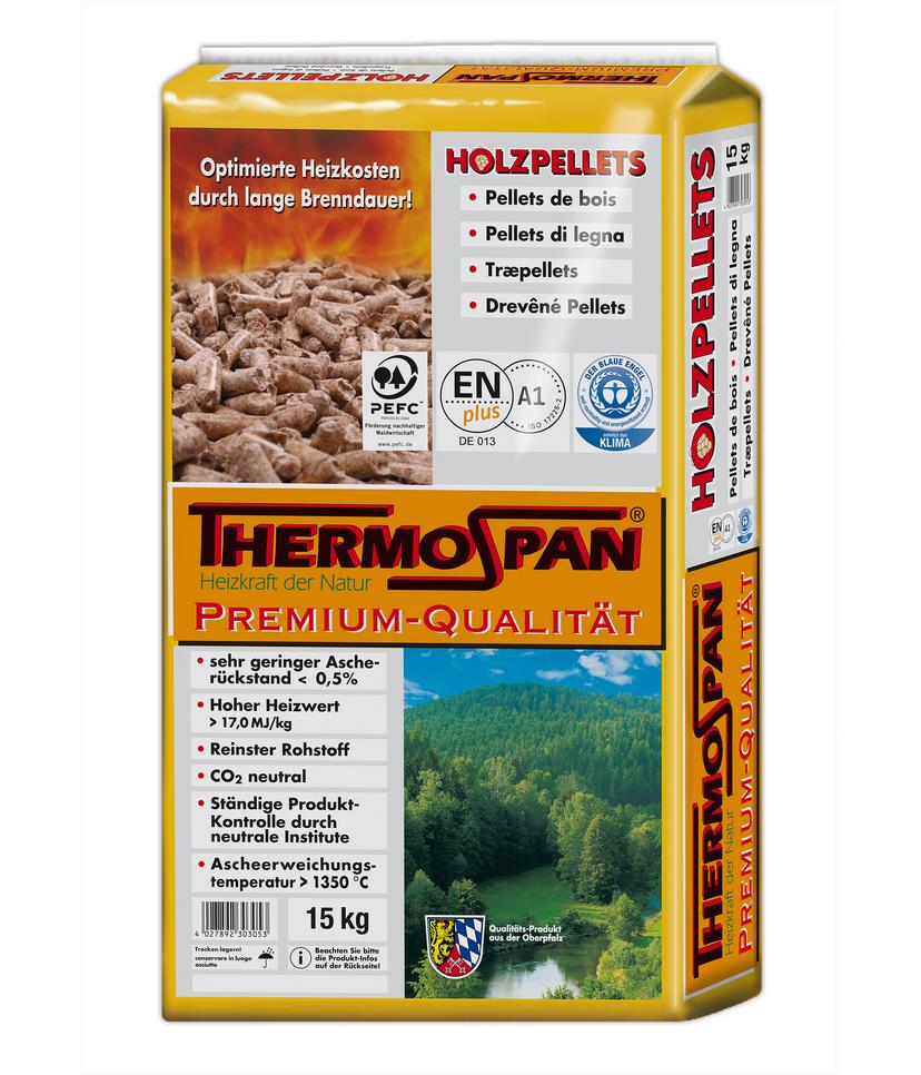 Thermospan Holzpellets – 990 kg Palette (66 x 15 kg Säcke)